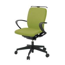 フルゴチェア ローバック 固定肘 ハンガー付 抵抗付ウレタン双輪キャスター [ ベース :ブラック / 抗ウイルス加工張地 : モスグリーン ]  KF446PVHMT1Q6