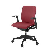 フルゴチェア ローバック 可動肘付 抵抗付ウレタン双輪キャスター [ ベース :ブラック / 抗ウイルス加工張地 : ラズベリーレッド ]  KF447PVM-T1M4