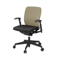 フルゴチェア ローバック 可動肘付 抵抗付ウレタン双輪キャスター [ ベース :ブラック / 抗ウイルス加工張地 : サンドイエロー ]  KF447PVM-T1T1Y3