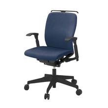 フルゴチェア ローバック 可動肘 ハンガー付 ナイロン双輪キャスター [ ベース :ブラック / 抗ウイルス加工張地 : ネイビーブルー ]  KF-447PVHT1B2