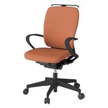 フルゴチェア ハイバック 固定肘 ハンガー 抵抗付ウレタン双輪キャスター [ ベース:ブラック / 張地:ソフトオレンジ ] KF436CFHMT1D7