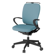 フルゴチェア ハイバック 固定肘 ハンガー 抵抗付ウレタン双輪キャスター [ ベース:ブラック / 張地:ターコイズブルー ] KF436CFHMT1S4
