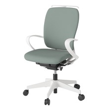 フルゴチェア ハイバック 固定肘 ハンガー 抵抗付ウレタン双輪キャスター [ ベース:ホワイト / 張地:グレイッシュグリーン ] KF436CFHM-WWE3