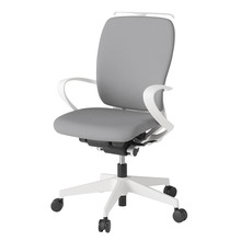 フルゴチェア ハイバック 固定肘 ハンガー 抵抗付ウレタン双輪キャスター [ ベース:ホワイト / 張地:ライトグレーT ] KF436CFHM-WWT6