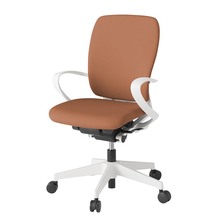 フルゴチェア ハイバック 固定肘 抵抗付ウレタン双輪キャスター [ ベース:ホワイト / 張地:ソフトオレンジ ] KF436CFM-WWD7