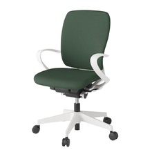フルゴチェア ハイバック 固定肘 抵抗付ウレタン双輪キャスター [ ベース:ホワイト / 張地:フォレストグリーン ] KF436CFM-WWG2