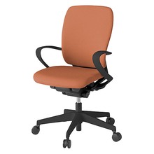 フルゴチェア ハイバック 固定肘 ナイロン双輪キャスター [ ベース:ブラック / 張地:ソフトオレンジ ] KF-436CF-T1D7