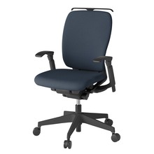 フルゴチェア ハイバック 可動肘 ハンガー 抵抗付ウレタン双輪キャスター [ ベース:ブラック / 張地:ミッドナイトブルー ] KF437CFHMT1B1