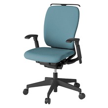 フルゴチェア ハイバック 可動肘 ハンガー 抵抗付ウレタン双輪キャスター [ ベース:ブラック / 張地:ターコイズブルー ] KF437CFHMT1S4