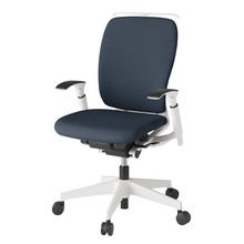 フルゴチェア ハイバック 可動肘 ハンガー 抵抗付ウレタン双輪キャスター [ ベース:ホワイト / 張地:ミッドナイトブルー ] KF437CFHM-WWB1