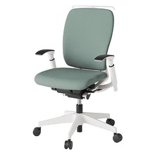 フルゴチェア ハイバック 可動肘 ハンガー 抵抗付ウレタン双輪キャスター [ ベース:ホワイト / 張地:グレイッシュグリーン ] KF437CFHM-WWE3