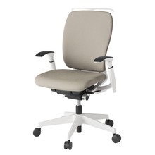 フルゴチェア ハイバック 可動肘 ハンガー 抵抗付ウレタン双輪キャスター [ ベース:ホワイト / 張地:グレイッシュブラウン ] KF437CFHM-WWF6