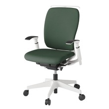 フルゴチェア ハイバック 可動肘 ハンガー ナイロン双輪キャスター [ ベース:ホワイト / 張地:フォレストグリーン ] KF-437CFHWWG2
