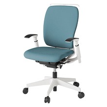 フルゴチェア ハイバック 可動肘 ハンガー ナイロン双輪キャスター [ ベース:ホワイト / 張地:ターコイズブルー ] KF-437CFHWWS4