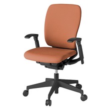 フルゴチェア ハイバック 可動肘 抵抗付ウレタン双輪キャスター [ ベース:ブラック / 張地:ソフトオレンジ ] KF437CFM-T1D7