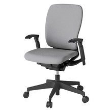 フルゴチェア ハイバック 可動肘 抵抗付ウレタン双輪キャスター [ ベース:ブラック / 張地:ライトグレーT ] KF437CFM-T1T6