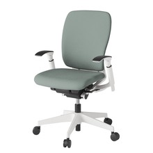 フルゴチェア ハイバック 可動肘 抵抗付ウレタン双輪キャスター [ ベース:ホワイト / 張地:グレイッシュグリーン ] KF437CFM-WWE3