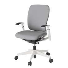 フルゴチェア ハイバック 可動肘 抵抗付ウレタン双輪キャスター [ ベース:ホワイト / 張地:ライトグレーT ] KF437CFM-WWT6