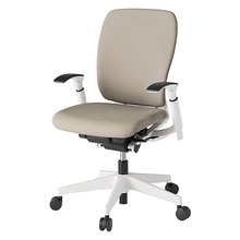 フルゴチェア ハイバック 可動肘 ナイロン双輪キャスター [ ベース:ホワイト / 張地:グレイッシュブラウン ] KF-437CF-WWF6