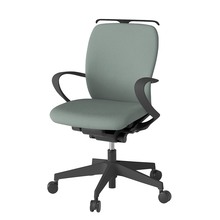 フルゴチェア ローバック 固定肘 ハンガー 抵抗付ウレタン双輪キャスター [ ベース:ブラック / 張地:グレイッシュグリーン ] KF446CFHMT1E3