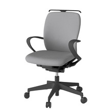 フルゴチェア ローバック 固定肘 ハンガー 抵抗付ウレタン双輪キャスター [ ベース:ブラック / 張地:ライトグレーT ] KF446CFHMT1T6