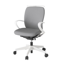 フルゴチェア ローバック 固定肘 ハンガー 抵抗付ウレタン双輪キャスター [ ベース:ホワイト / 張地:ライトグレーT ] KF446CFHM-WWT6
