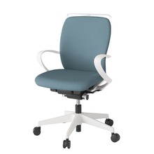 フルゴチェア ローバック 固定肘 ハンガー ナイロン双輪キャスター [ ベース:ホワイト / 張地:ターコイズブルー ] KF-446CFHWWS4