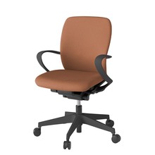 フルゴチェア ローバック 固定肘 抵抗付ウレタン双輪キャスター [ ベース:ブラック / 張地:ソフトオレンジ ] KF446CFM-T1D7