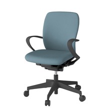フルゴチェア ローバック 固定肘 抵抗付ウレタン双輪キャスター [ ベース:ブラック / 張地:ターコイズブルー ] KF446CFM-T1S4