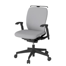 フルゴチェア ローバック 可動肘 ハンガー 抵抗付ウレタン双輪キャスター [ ベース:ブラック / 張地:ライトグレーT ] KF447CFHMT1T6