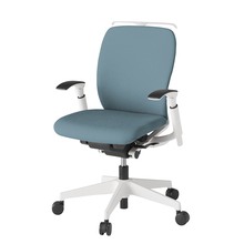 フルゴチェア ローバック 可動肘 ハンガー 抵抗付ウレタン双輪キャスター [ ベース:ホワイト / 張地:ターコイズブルー ] KF447CFHM-WWS4