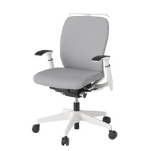 フルゴチェア ローバック 可動肘 ハンガー 抵抗付ウレタン双輪キャスター [ ベース:ホワイト / 張地:ライトグレーT ] KF447CFHM-WWT6