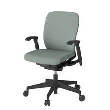 フルゴチェア ローバック 可動肘 抵抗付ウレタン双輪キャスター [ ベース:ブラック / 張地:グレイッシュグリーン ] KF447CFM-T1E3