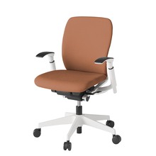 フルゴチェア ローバック 可動肘 抵抗付ウレタン双輪キャスター [ ベース:ホワイト / 張地:ソフトオレンジ ] KF447CFM-WWD7