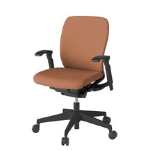 フルゴチェア ローバック 可動肘 ナイロン双輪キャスター [ ベース:ブラック / 張地:ソフトオレンジ ] KF-447CF-T1D7