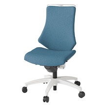 エフチェア クロス・ハイバック 肘なし ハンガー ナイロン双輪キャスター [ ベース:ホワイト / 張地:ダックブルー ] KG-130SAH-W9B4