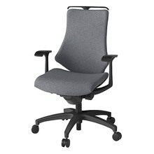 エフチェア クロス・ハイバック 固定肘 ハンガー ナイロン双輪キャスター [ ベース:ブラック / 張地:ダークグレーT ] KG-135SAH-T1T3