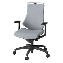 エフチェア クロス・ハイバック 固定肘 ハンガー ナイロン双輪キャスター [ ベース:ブラック / 張地:ホワイトグレーT ] KG-135SAH-T1T7