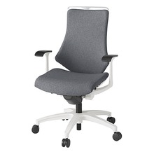 エフチェア クロス・ハイバック 固定肘 ハンガー ナイロン双輪キャスター [ ベース:ホワイト / 張地:ダークグレーT ] KG-135SAH-W9T3