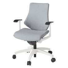 エフチェア クロス・ローバック 固定肘 ナイロン双輪キャスター [ ベース:ホワイト / 張地:ホワイトグレーT ] KG-145SA-W9T7