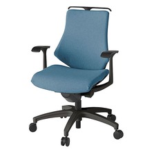 エフチェア クロス・ローバック 固定肘 ハンガー ナイロン双輪キャスター [ ベース:ブラック / 張地:ダックブルー ] KG-145SAH-T1B4