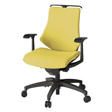 エフチェア クロス・ローバック 固定肘 ハンガー ナイロン双輪キャスター [ ベース:ブラック / 張地:カナリアイエロー ] KG-145SAH-T1U6