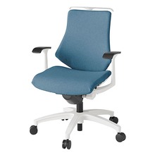 エフチェア クロス・ローバック 固定肘 ハンガー ナイロン双輪キャスター [ ベース:ホワイト / 張地:ダックブルー ] KG-145SAH-W9B4