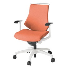 エフチェア クロス・ローバック 固定肘 ハンガー ナイロン双輪キャスター [ ベース:ホワイト / 張地:パーシモンオレンジ ] KG-145SAH-W9D4
