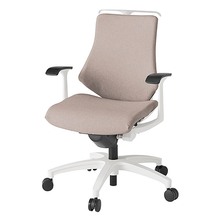 エフチェア クロス・ローバック 固定肘 ハンガー ナイロン双輪キャスター [ ベース:ホワイト / 張地:グレイッシュブラウン ] KG-145SAH-W9F6