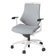 エフチェア クロス・ローバック 固定肘 ハンガー ナイロン双輪キャスター [ ベース:ホワイト / 張地:ホワイトグレーT ] KG-145SAH-W9T7