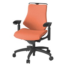 エフチェア クロス・ローバック 可動肘 ハンガー ナイロン双輪キャスター [ ベース:ブラック / 張地:パーシモンオレンジ ] KG-147SAH-T1D4