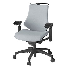 エフチェア クロス・ローバック 可動肘 ハンガー ナイロン双輪キャスター [ ベース:ブラック / 張地:ホワイトグレーT ] KG-147SAH-T1T7