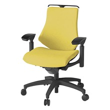 エフチェア クロス・ローバック 可動肘 ハンガー ナイロン双輪キャスター [ ベース:ブラック / 張地:カナリアイエロー ] KG-147SAH-T1U6