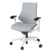 エフチェア クロス・ローバック 可動肘 ハンガー ナイロン双輪キャスター [ ベース:ホワイト / 張地:ホワイトグレーT ] KG-147SAH-W9T7